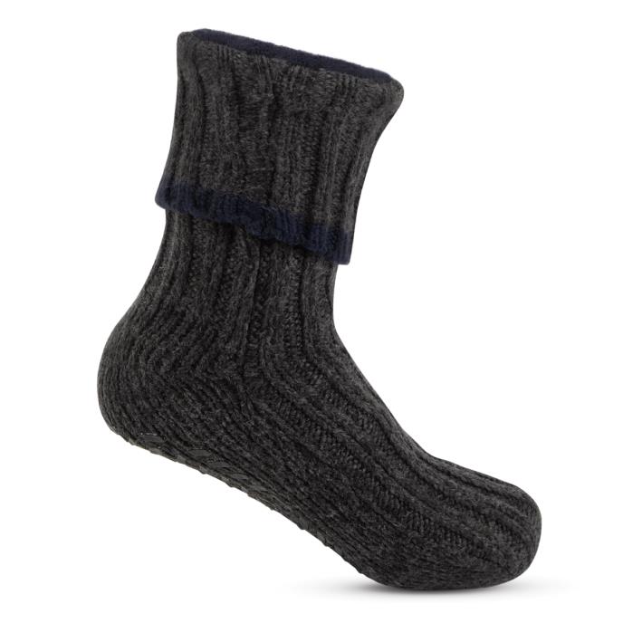 totes toasties® Mens Recycled Chunky Slipper Sock Grey Extra Image 3